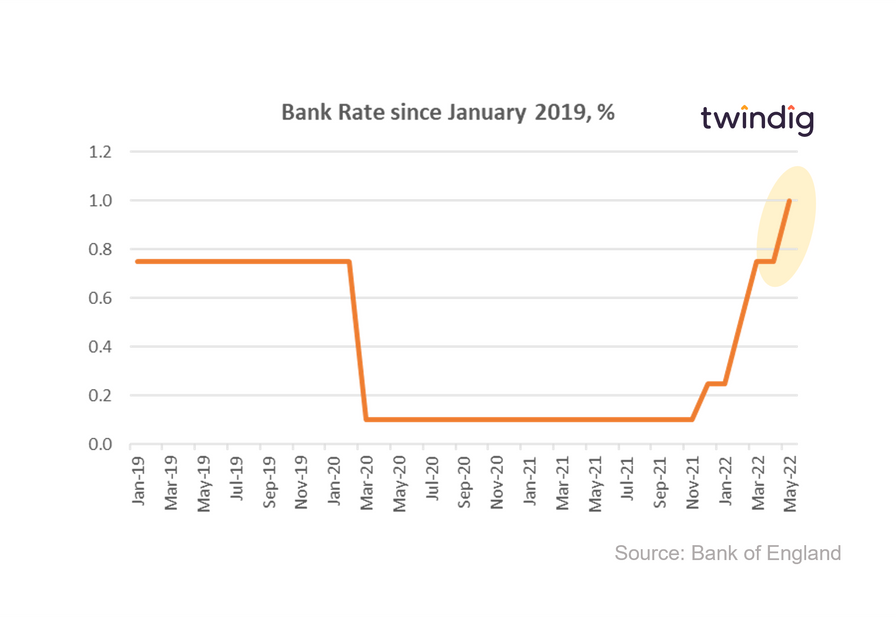 Graph chart showing Bank Rate rise in May 2022 Bank of England twindig anthony codling