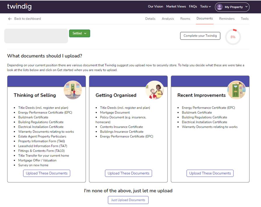 property logbook documents to upload twindig