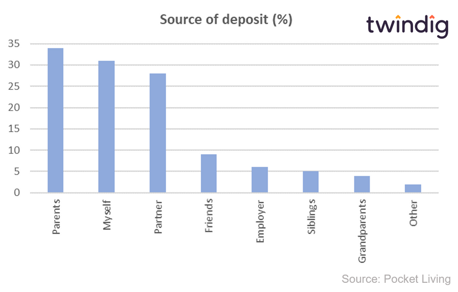 Graph chart to show the source of a homebuyers deposit twindig Housing Hailey