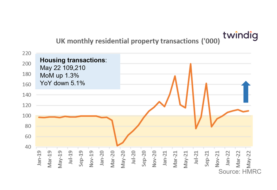 Graph chart housing transactions Jan 2019 to May 2022 twindig Housing Hailey