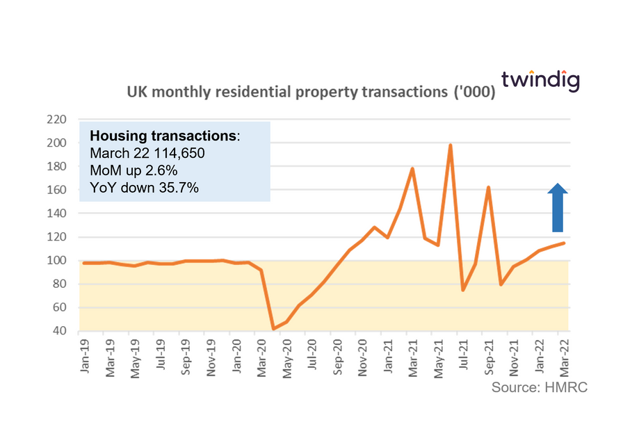 Graph chart housing transactions January 2019 to March 2022 twindig anthony codling