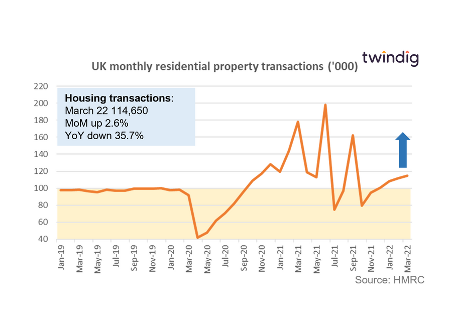 Graph chart housing transactions January 2019 to March 2022 twindig Housing Hailey